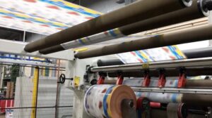 printed film on slitting machine